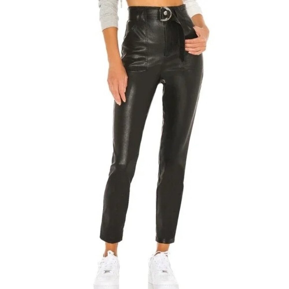Superdown Chanice Faux Leather Straight Leg Pants Black XS